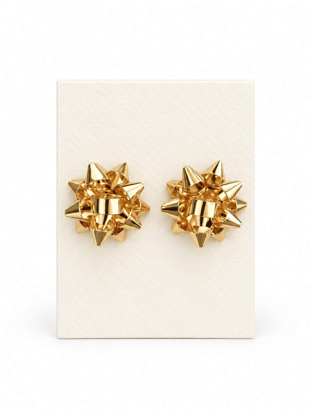 Shiny Gold Metal Bow Christmas Holiday Gift Wrap Coquette Girl 1" Post Earring